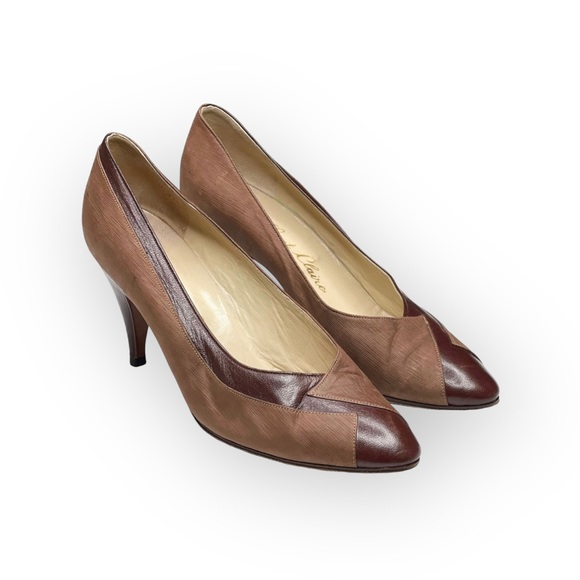 Vintage 70’s: Saint Claire ⊛ Italy Soft Glove Leather Pumps ⊛ Dusty Rose 2 Tone - Picture 7 of 16